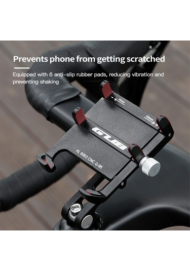 Mufunye Alüminyum Bisiklet Telefon Tutucu, Dönen Tip, 55-100mm Genişlik Ayarı, Direk Üstü Montaj, Gps Uyumlu Siyah