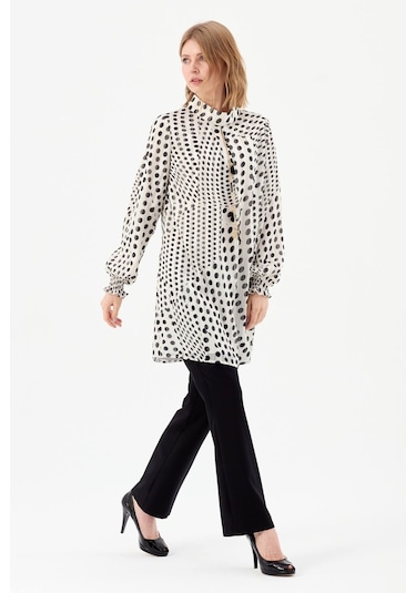 Emprime Puan Desenli Tunik Pantolon Takım Siyah-siyah Siyah