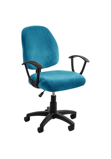 Tavuskuşu Mavisi Ofis Koltuğu Kapağı Süper Yumuşak Kadife Streç Yıkanabilir Toz Geçirmez Koruyucular Bilgisayar Masası Kolsuz Sandalye Slipcover