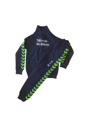 Çocuk Femuarlı Rüzgar Geçirmez Kumaş Eşofman Takım Lacivert