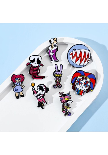 Inanılmaz Dijital Sirk Broşlar Karikatür Pomni Jax Emaye Yaka Iğneler Sirk Light Yellow Color Açık Sarı