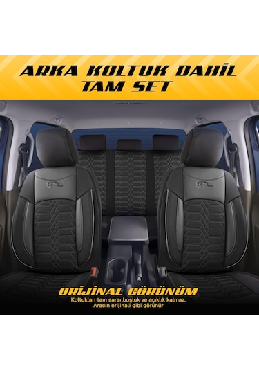 Panda Proline Serisi Jakar Kumaş Ticari Oto Koltuk Kılıfı Siyah - Gri