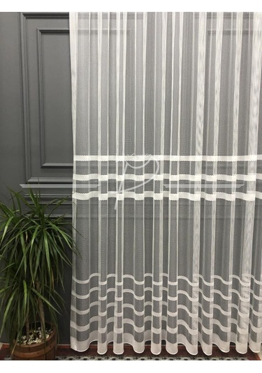 Tül Perde Fileli Örme Geniş Petek Dokulu Ütü Sevmez Kırık Beyaz