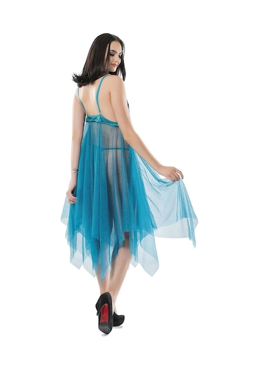 Zl Shoping Turkuaz Tül Gecelik - 637b L-xl Turkuaz