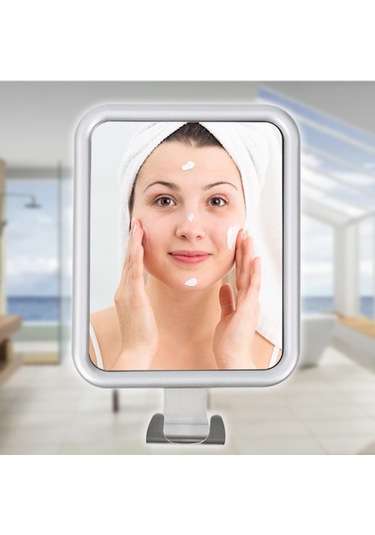 Qingmipy Banyo Aynası: Su Emici Kupa İle Sislenmeyen Tıraş Ve Makyaj Aynası, Deliksiz Tasarım Gümüş