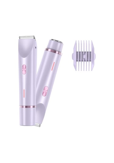 Paris Kadınlar İçin 2'si 1 Arada Elektrikli Tıraş Makinesi, Su Geçirmez, Bikini Bölgesi Düzeltici, Çift Başlık, Tip-c Mor