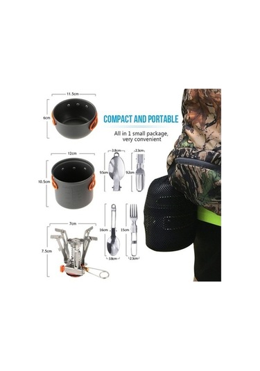 Ulzyvf Taşınabilir Skycity Sırt Seti, Renkli Piezoelektrik Ocak, Kamp Çatal Kaşık Çantası - Hc Çok Renkli Çok Renkli