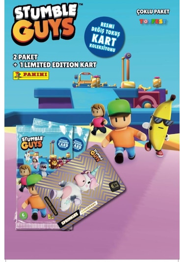 Panini Stumble Guys Koleksiyon Kartları - Çoklu Set - 1 Paket 6 Adet Kart + 1 Limited Edition Kart
