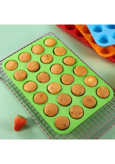 Mini Silikon Muffin Kalıbı, 24 Bardaklık Mini Muffin Kalıbı Bpa İçermez Ve Bulaşık Makinesinde Yıkanabilir, Yapışmaz Silikon Fırın Kalıbı Diğer