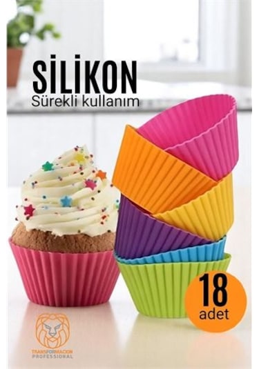 Modacar Silikon Muffin Kalıbı - Sürekli Kullanım Muffin Kek Kalıbı 18 Adet