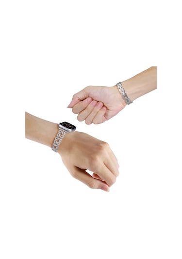 iOS Uyumlu Watch Serisi 5 40mm Hearts Crossed Diamond Metal Watch Band