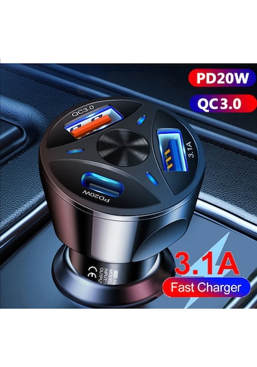 Subzero 3in1 55 W Pd Usb +Type C Araç Çakmaklık Oto Şarj Cihazı