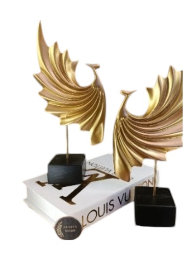 18cm -35cm Ebatlarında Kırılmaz Sarı Renk 2li Tavus Kuşu Biblosu