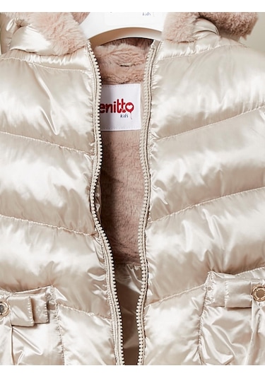 Benitto Kids Kız Bebek Çocuk Kapüşonlu Mont 51360 Bej