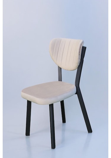 Rita Serisi, 6 Adet Cappucino Renk Elma Model Mutfak Sandalyesi, Yemek Sandalyesi Siyah Metal Ayak