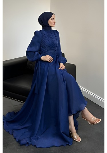 Kolu Bağlamalı Abiye Lacivert