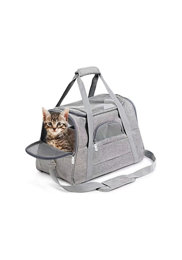 Samdoo Küçük Boy Gri Evcil Hayvan Taşıyıcı Çanta: Nefes Alıcı, Araç Uyumlu, Seyahat Ve Dışarı Çıkış İçin Köpek/kedi Çantası + Yumuşak Peluş Yastık