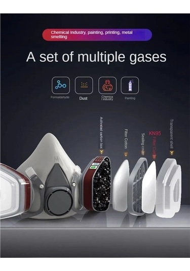 Trendooze 6200 Solunum Yarım Yüz Kapatma Gaz, Sağlam Koruma