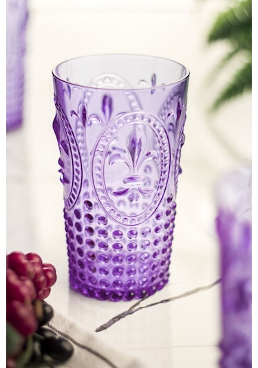 Akrilik Mor Tekli Uzun Bardak & Su Meşrubat Bardağı 750 ml (