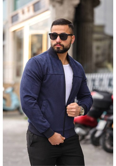 Unisex Süet Kolej Ceket - Günlük Ve Spor Kombinlerin Vazgeçilmezi Lacivert Süet