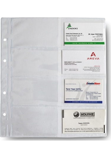 Mekanizmalı Kartvizit Albümü Yedeği Şeffaf Dar 4 Gözlü 12x25.5 Cm Şeffaf