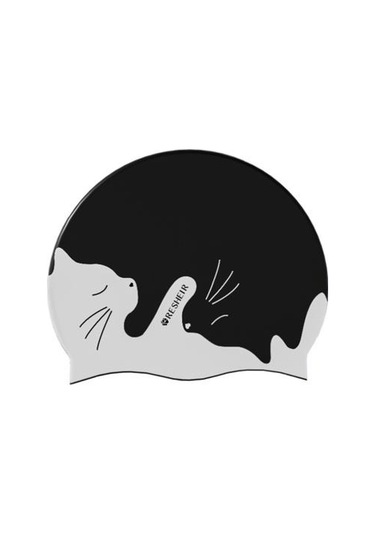 Çocuklar Silikon Su Geçirmez Yüzme Şapkası Karikatür Desen Kuru Saç Yüzmek Kapaklar Kulak Koruyucu Dalış Şapkası Unisex Yüzme Aksesuarları Siyah