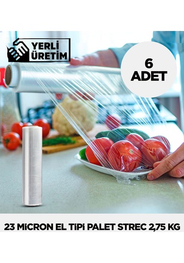 23 Micron El Tipi Palet Strec 2,75 Kg - 6 Adet