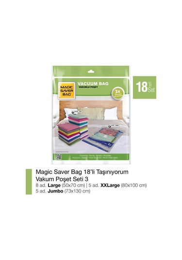 Magic Saver Bag 18´Li Taşınıyorum Vakumlu Poşet Seti 3