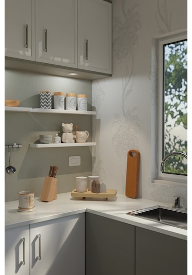 Yankı-BYEG 60 cm Mat Beyaz Mdf Gizli Bağlantı Duvar Rafı