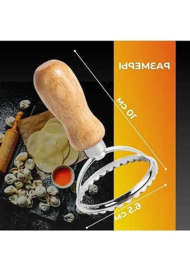 Besthome1 Diifa Gıda Kalıbı: Inox Ve Ahşap Somun, Manti/vareniki/kek Şekillendirici, Kenarları Pürüzsüz, Yıkama Kolay, 10x6.5 C Ahşap