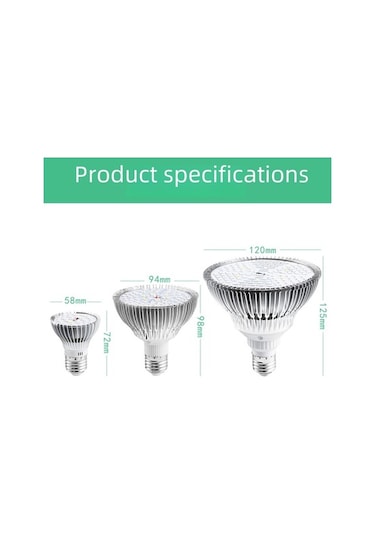 Besthome1 E27 Led Bitki Büyüme Lambası 150w 200 İçinçelik Tam Spektrum Güneş Işığı Çiçek Sebze Yetiştirme Işığı Diğer