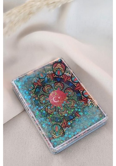 Ayna Makyaj Aynası Çanta Türk Bayrağı Sulu Model Cep El Seyehat Taşınabilir Ayna Pullu Kozmetik Çok Renkli