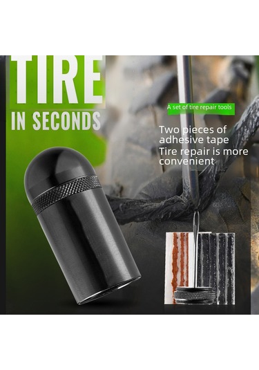 Reedark Bisiklet Lastik Tamiri İçin Taşınabilir Acil Tamir Seti - Vakum Lastik İçin Sondajlı Tamir Çubuğu Siyah, Standart Siyah
