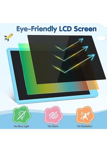 Trendooze Gaojunshop01 Mavi 10 Inç Lcd Eğitici Yazı Tahtası Yeniden Kullanılabilir Çizim Tahtası Mavi Öğrenci İçin Elbisesiz Mavi