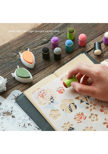 Aubyhe Yeşil 40'lı Parmak Sponge Seti - Vintage Mühürler İçin Boya Uygulama Aracı, El Defteri Ve Dıy Projeleri
