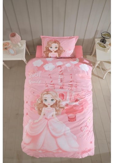 Clasy Ranforce Nevresim Takımı Tek Kişilik Sweet Princess V1 Pudra