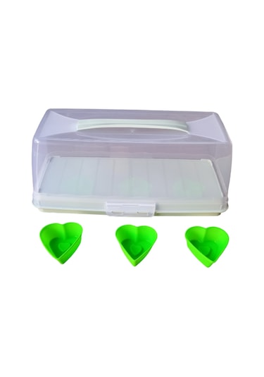 Baton Fanus Kek Pasta Saklama Taşıma Kabı Silikon Kek Kalıbı Set