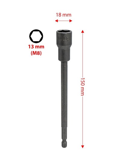 Leo 00706 Ekstra Uzun Manyetik Bits Lokma Somun Adaptörü 13x150 Mm