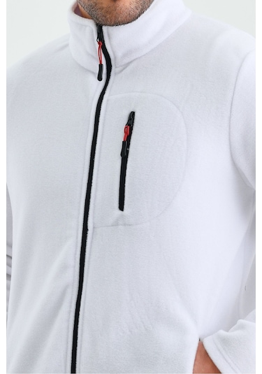 Erkek Outdoor Fermuarlı Polar Ceket Beyaz