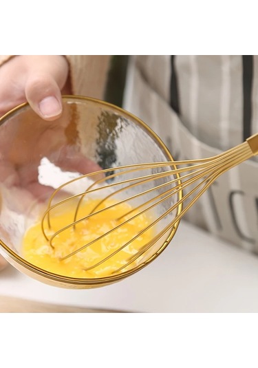 Sunshine011 Altın Paslanmaz Çelik Balon Çırpıcı, Yapışmaz Tencere İçin Isıya Dayanıklı Mutfak Aleti Altın