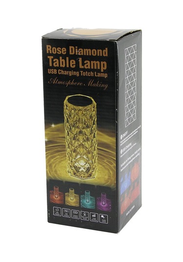 Kumandalı - Dokunmatik Dekoratif Masa Lambası Mika Kristal Pls. Renkli Ledli Usb Şarjlı Siyah