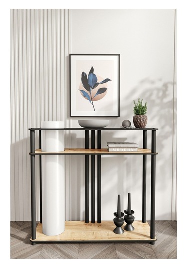 Ravilo Garcia Dresuar Dekoratif Raflı Lambader Meşe