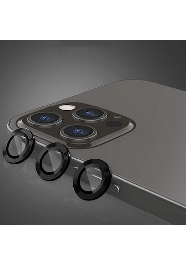 Apple Uyumlu iPhone 14 Pro Max Lens Kamera Koruyucu Mercak Siyah