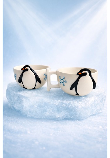 Meggdecor Lonely Penguin Seti Siyah Beyaz