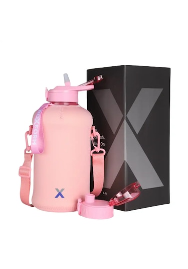 Roxform 2200 Ml Pembe Kılıf Premium Suluk Matara Bpa & Bps İçermez, Kılıflı Ve Sızdırmaz Pembe, Pembe Kılıf