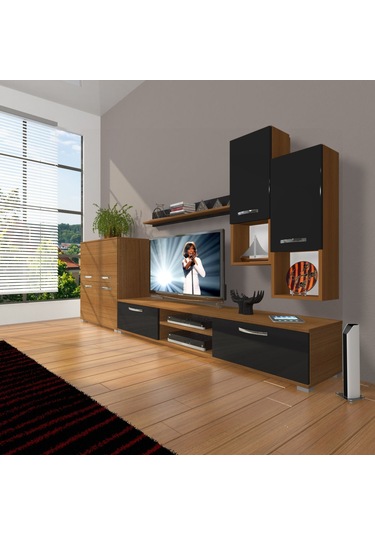Decoraktiv Eko 6da Mdf Dvd Tv Ünitesi Tv Sehpası Ceviz - Siyah