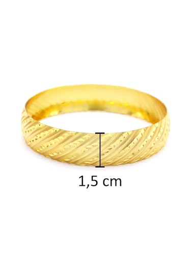 İmitasyon Bilezik Altın Kaplama 1.5 Cm Yan Çizgili Model Blz-3086 Altın