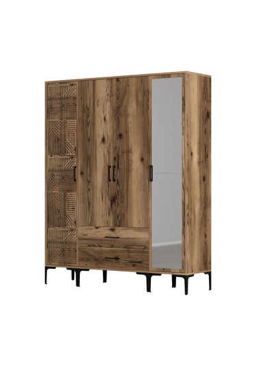 Variant Kumsal 4 Kapılı Ptr Gardrop - Ceviz / Ceviz