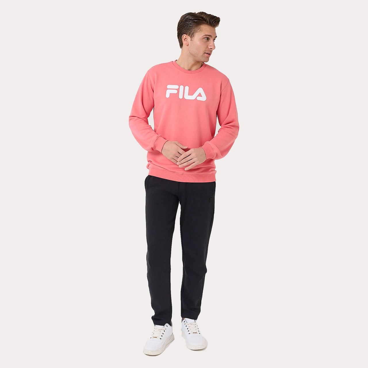 Pembe Fila Erkek Bisiklet Yaka Sweatshirt Barbian Fau0066 Pembe