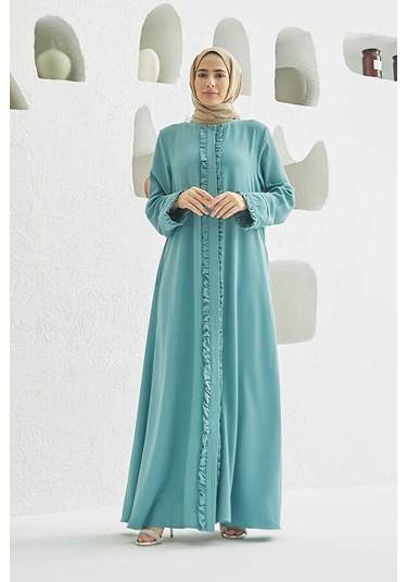 Neways 6607-fırfırlı Krep Ferace Mint Yeşili Mint Yeşili